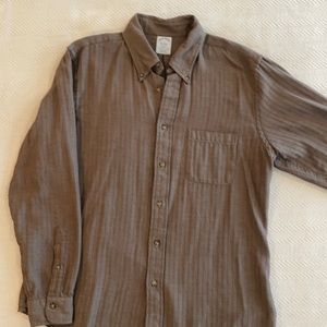 BROOKS BROTHERS REGENT MEN’S LRG BROWN HERRINGBONE LONG SLEEVE SHIRT